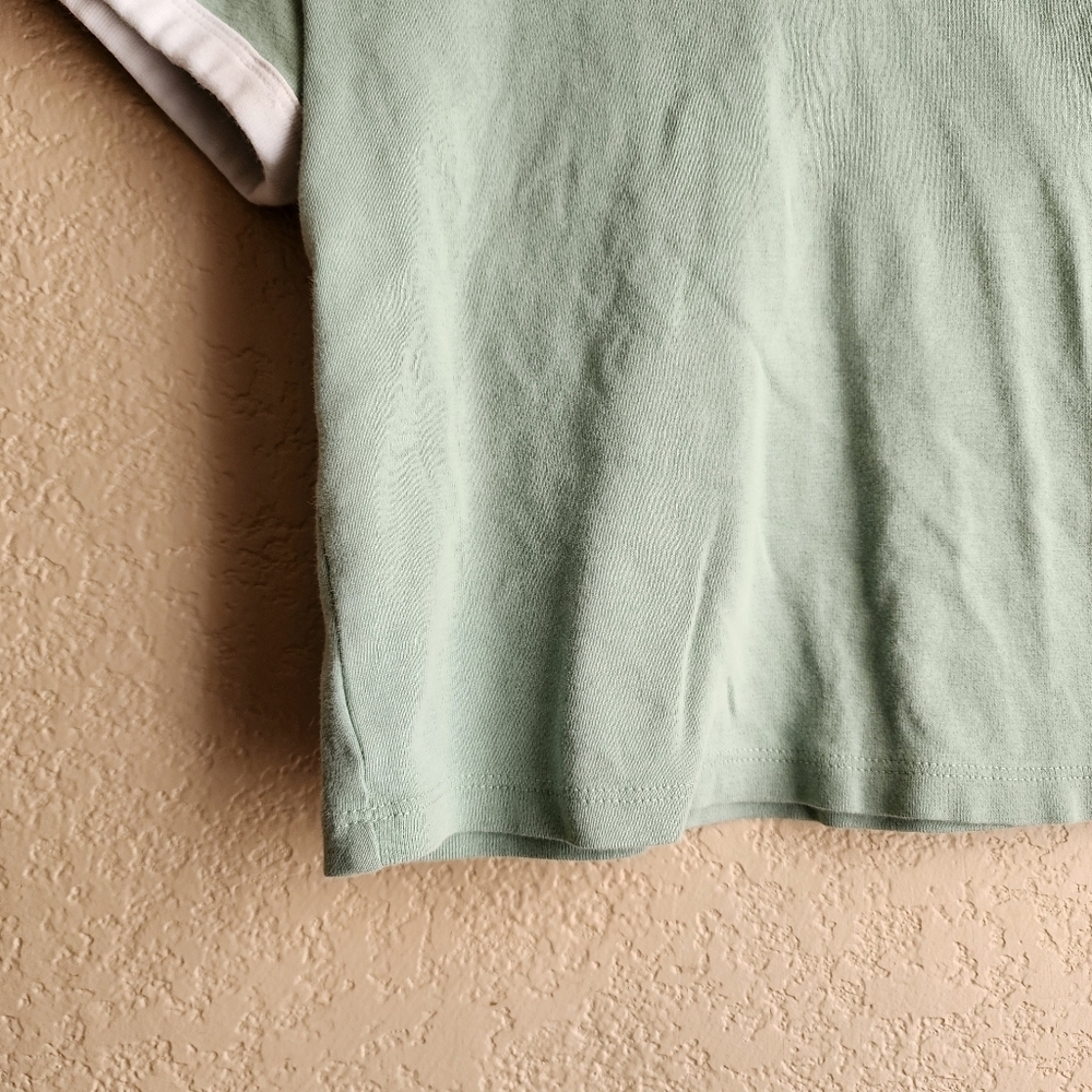 Levi's green and white crop top Short sleeve shirt Size L - Picture 4 of 9